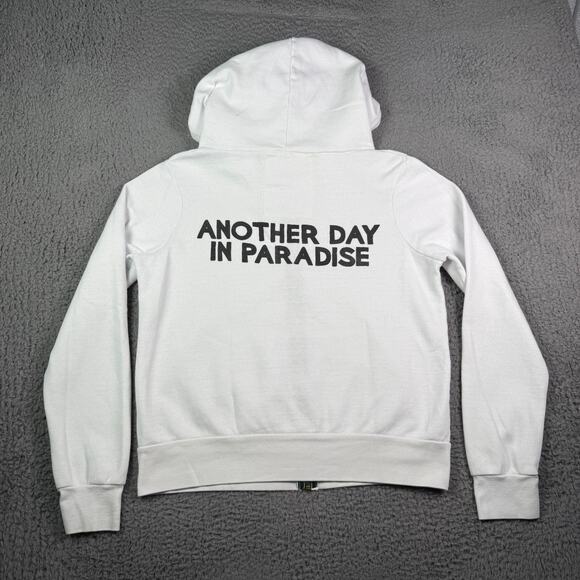 Aviator Nation Another Day In Paradise Hoodie Womens M White Full Zip Sweatshirt - Picture 1 of 9
